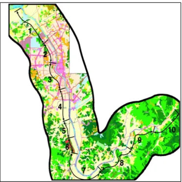 Fig. 1. Surveyed sections of vegetation and Bird in Mushimcheon-river.