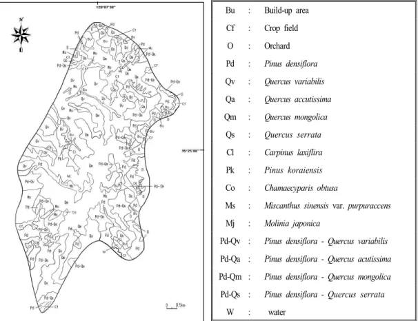 Fig. 4. The actual vegetation map of Mt. Cheonseong.