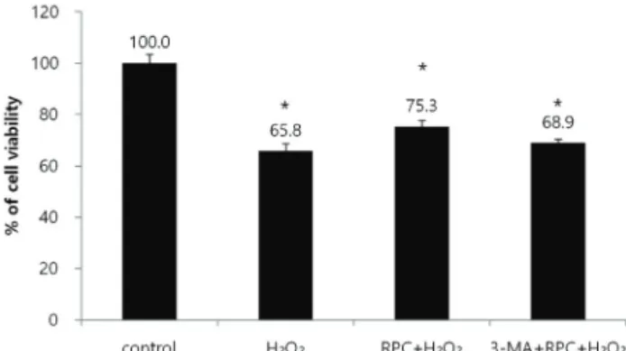 Fig. 3. Viability of human fetal osteoblast cells was evaluated in four  groups. 