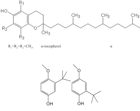 Fig 2. Chemical structure of sesamol, TBHQ,α-tocopherol, and BHA.