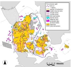 Fig. 2 Proposed offshore wind farm sites in 2007[3]