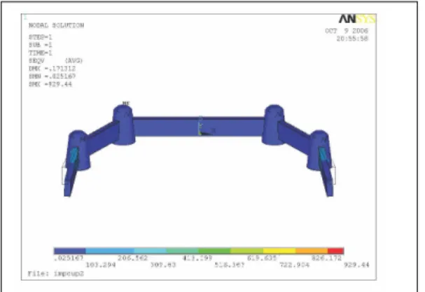 Fig. 16. Stress Distribution of outer crown and connector - control group (Load case 2).