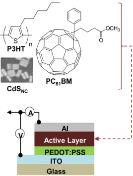 Fig. 2. SEM image for the film prepared from the CdS NC /P3HT  mixture (reaction time: 10 min): The left-top image shows the SEM image measured with a higher magnificationsulfoxide (DMSO, Sigma-Aldrich, analytical grade) was charged 