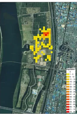 Fig. 8. Analysis results for distribution of estimating visitors  using Mobile Big Data.