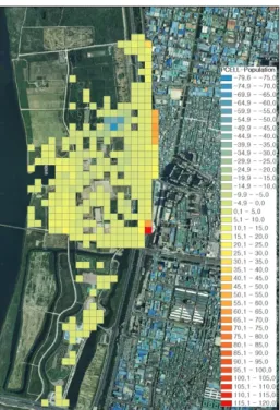 Fig. 9. Comparison of analysis results for estimating visitors  using Mobile Big Data and UAV.