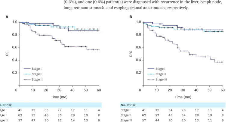 Fig. 1. Kaplan-Meier survival curves of patients with AGC according to different tumor stages
