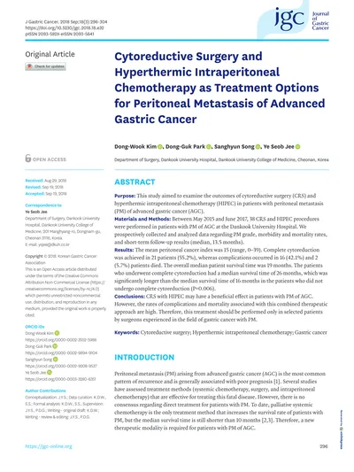 Cytoreductive Surgery And Hyperthermic Intraperitoneal Chemotherapy As ...