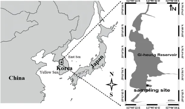 Fig. 2. Map indicating the location of study site Gi-heung reservoir (mesocosm experiment) in South Korea.
