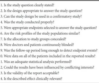 Table 1. Standardized questionnaire used to assess the validity of  medical publications