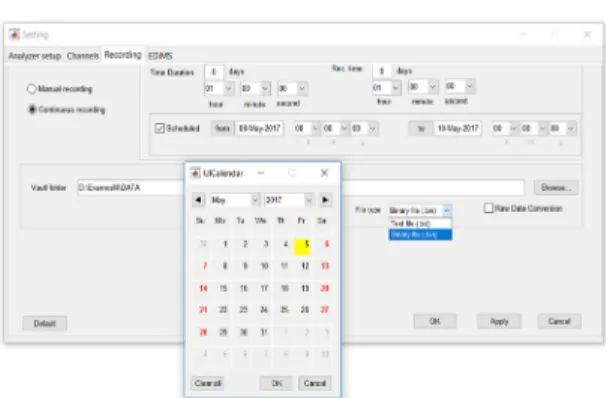 Fig. 14  Monitoring  schedule  setting  in  recording  set- set-up  window  of  EVAMOS  AEM  S/W