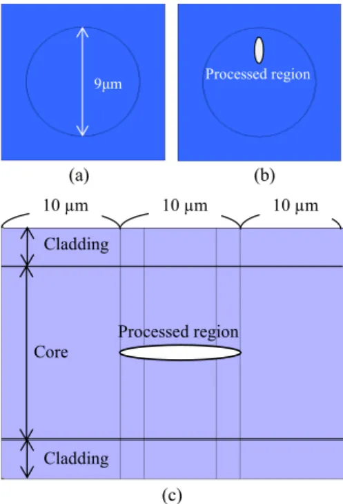 Fig. 4 (c) shows optical fiber model involved sensor  part. The two types of model will be suggested, one  of which has two layers structure consists of void  and thin layer with RI of 1.50 (Fig