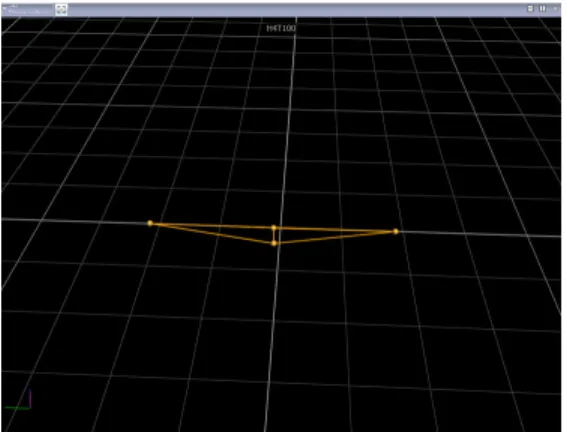 Fig. 2 Frame of model on the software mark들은  카메라가  인식할  수  있도록  모델의  상부에 파상측과 파하측에 각각 하나씩 설치하였 고,  중앙부에는  정중앙에  하나,  중앙에서  왼쪽에  하나로 하여 두 개를 설치하였다