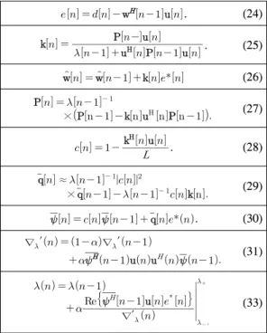 Table 2. Simplified  Gauss  Newton  VFF-RLS