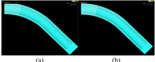 Fig. 2 Two types of the FEM analysis model. (a)  Outer wall thinning, (b) Inner wall thinning
