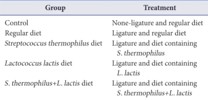 Table 1. Groups of experimental rats