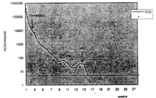 Fig. 2. Log gra ph of we e kly hCG conce ntra tion.