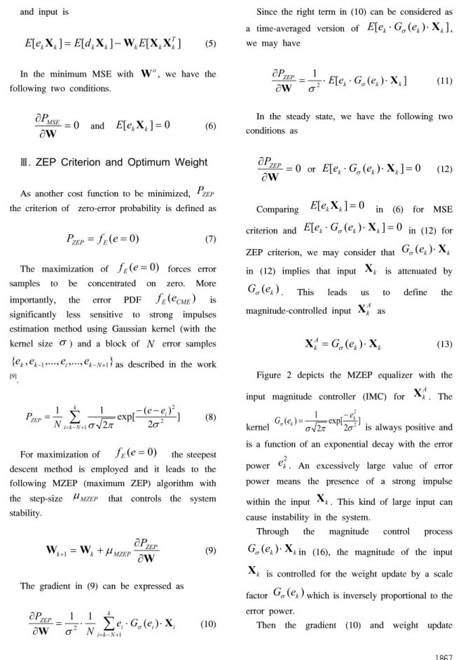 Figure  2  depicts  the  MZEP  equalizer  with  the  input  magnitude  controller  (IMC)  for  X k A 