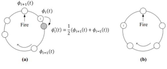 그림 1. DESYNC기법에서 위상 업데이트  Fig. 1. Phase  update  in  DESYNC  Algorithm 