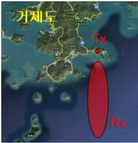 그림 2. 해상 채널 측정 시험 해역 지도