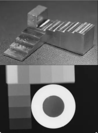 Figure 1. Aluminum  step-wedge  used  in  this  study  and representative digital radiograph image