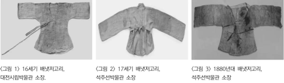 그림  세기  배냇저고리<1>  16 , 대전시립박물관  소장. 그림  세기  배냇저고리<2>  17 ,석주선박물관  소장 그림  년대  배냇저고리<3>  1880 , 석주선박물관  소장 두렁치마2.3.3