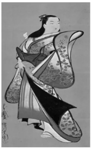 그림  간분 구성<6> ( 寛 文 )  < 그림  7>  겐로크 ( 元禄 )  구성 http://www.wikiwand.com/ja/ 다메나가 슌스이 (2005) 는 에도 말기 사치금지령으로 인하여 쿄토 풍의 취향과 다른 에도 풍 이 죠닌들 사이에서 유행하였다고 논했다 이것은 이키