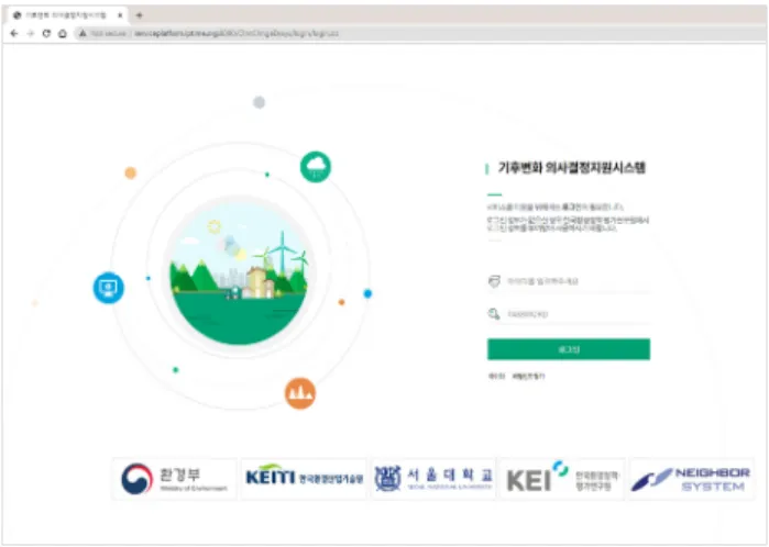 Fig. 4. ADAPT-Ko’s various climate services categorized into five drop-down menus and their front page