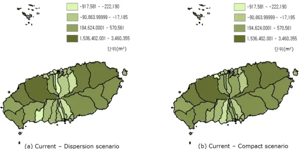 Fig.  9.  Map  showing  differenced  residential  area  of  current  and  future  scenarios.