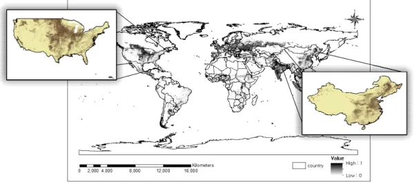 Fig.  2.  Metadata  for  global  cropland  and  study  area  (Ramankutty  et  al.,  2008).