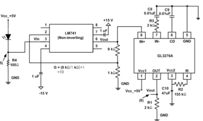 Fig.  4.  Basic  circuit  for  a  32.768  kHz  carrier  based  visible  light  reception.