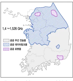Fig.  1.  Regional  distribution  of  appointment/approval  ra- ra-dio  station  within  1.4 ∼1.526  GHz