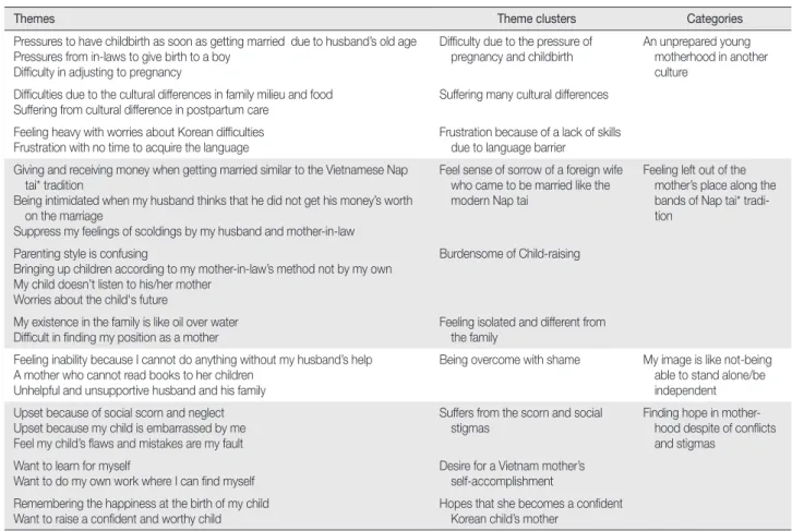 Table 1. Themes, Theme Clusters, and Categories