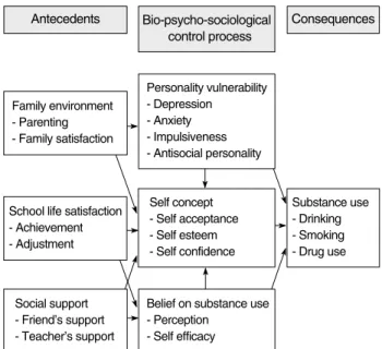 Figure 1. Conceptual framework for substance use in adolescents.