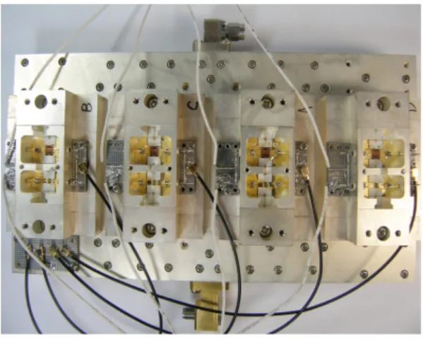 Fig. 3.  Measured  insertion  loss  and  isolation  of  the  binary  waveguide  power  combiner.
