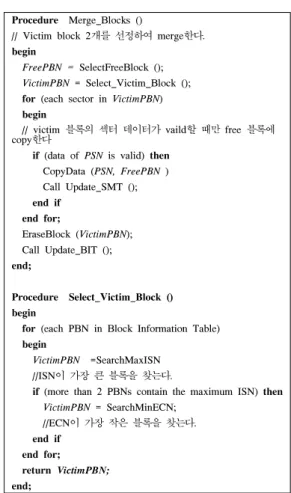 그림  3은  merge  동작의  pseudo  code를  보인다. 