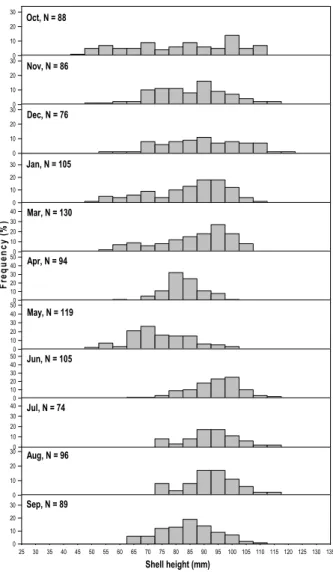 Fig. 5. Relationship between shell height (SH) and total  weight (TW) of Neptunea (Barbitonia) arthritica cumingii  in the West Sea of Korea
