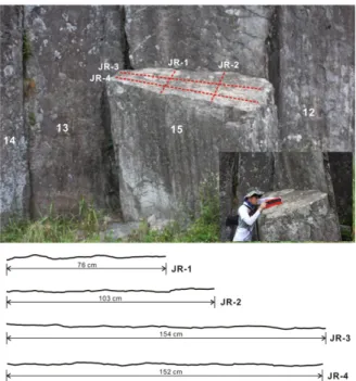 Fig. 7. Silver schmidt hammer test on the surface of Ipseok-dae columnar joints.