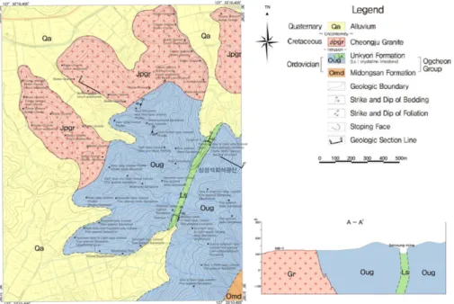 Fig. 1. Geological map of the study area (KORES, 2004).