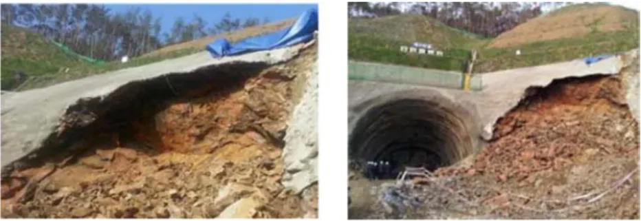 Fig. 5. Longitudinal tension crack developed along the berm above the failure slope. 