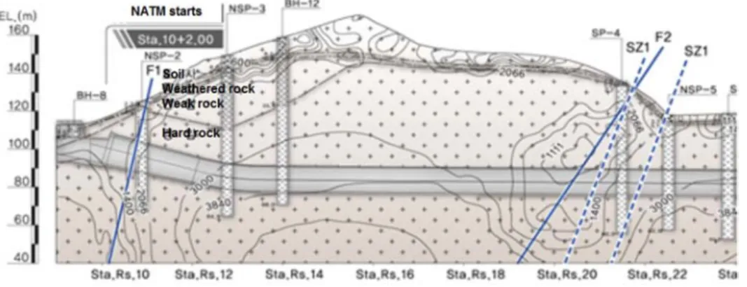 Fig. 8. Fault and joint orientations on the rock-slope surface.