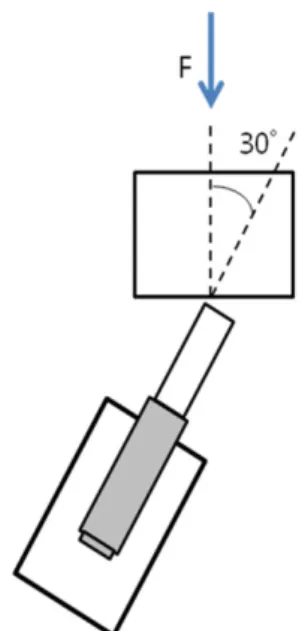 Fig. 1. Loading of the abutment with a universal testing machine. 30�degree angle was maintained.