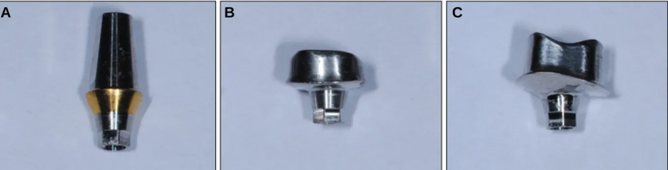 Fig. 2. Abutments used in this study. A: Ready-made abutment (Transfer abutment, Osstem Implant Co
