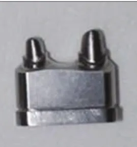 Fig. 1. Master model for replication with titanium block: Used dentiform teeth with 1.0 mm deep chamfer margin and 12 degree axial wall.