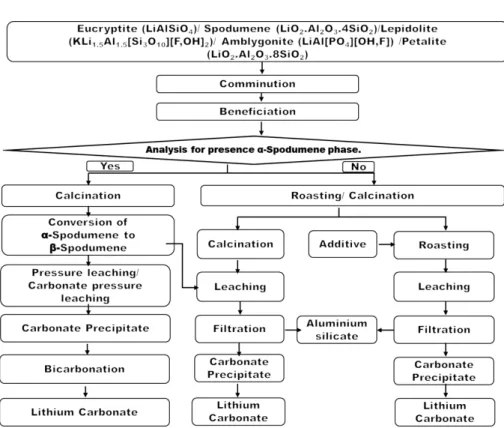 Fig.  3  shows  mainly  the  pyro-  and  chemical-metallurgy based  hybrid  processes  where  the  comminution  and beneficiation  are  used  to  concentrate  the  ore  for  the subsequent processing
