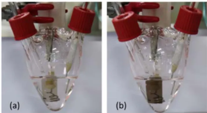 Figure 7. The repeated chronoamperometric responses of the NiO x  film electrode at the step-potentials of +1.2 V and -0.8 V vs Ag for each 30 s