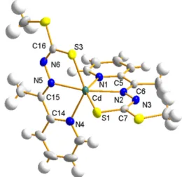 Figure 1. Molecular structure of complex [Cd(acpy-mdtc) 2 ] ( 1).