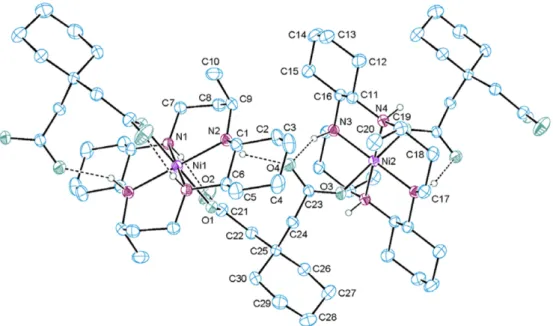 Table 2. Selected bond distances (Å) and angles (°) for [Ni(L) (cda) 2 ] ( 1) Bond lengths Ni(1)-N(1) Ni(1)-N(2) Ni(1)-O(1) C(21)-O(1) C(21)-O(2) Bond angles N(1)-Ni(1)-N(2) N(1)-Ni(1)-N(2) i N(1)-Ni(1)-O(1) N(1) i -Ni(1)-O(1) N(2)-Ni(1)-O(1) N(2) i -Ni(1)