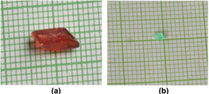 Figure 1. (a) Photograph of the grown crystal of compound 1.