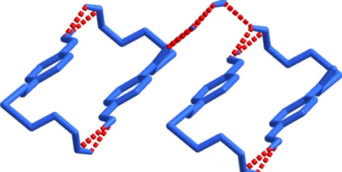Fig. 4. Bifurcated hydrogen bonding that constructs the dimeric pair and the network.
