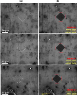 Fig. 6 depicts indentation marks in the region II with a large size grey defect in the anodic oxide film on AA2024